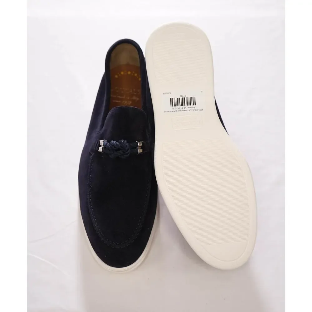 $695 DOUCAL'S - Navy Summer walk Suede Braided Loafers - US 8.5 (41.5EU)